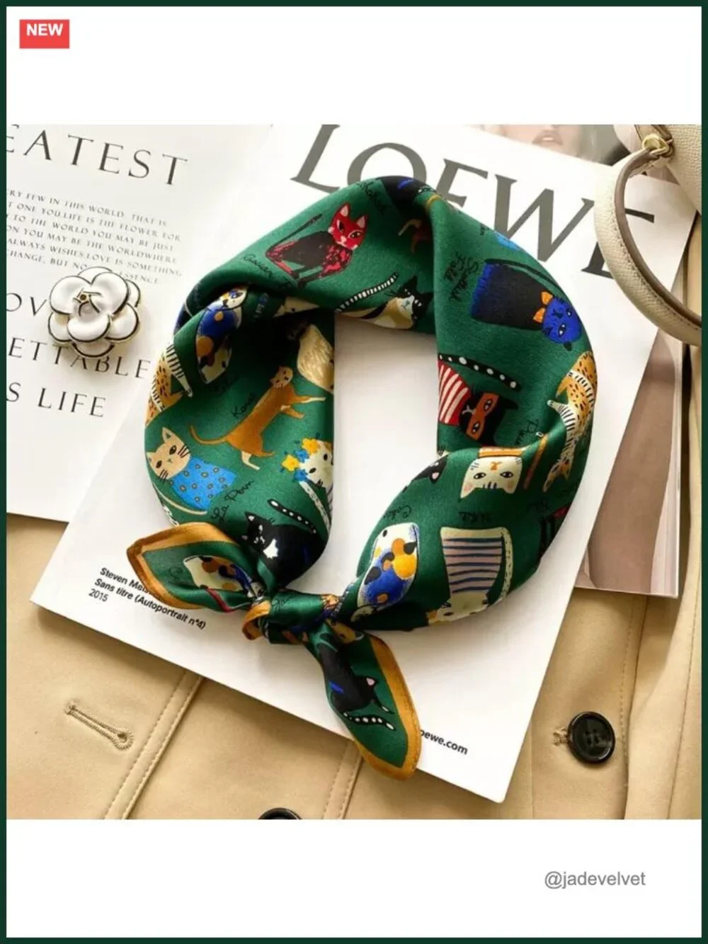 100% Pure Mulberry Silk Small Square Scarf 21x21 Digital Printed Neckerchief